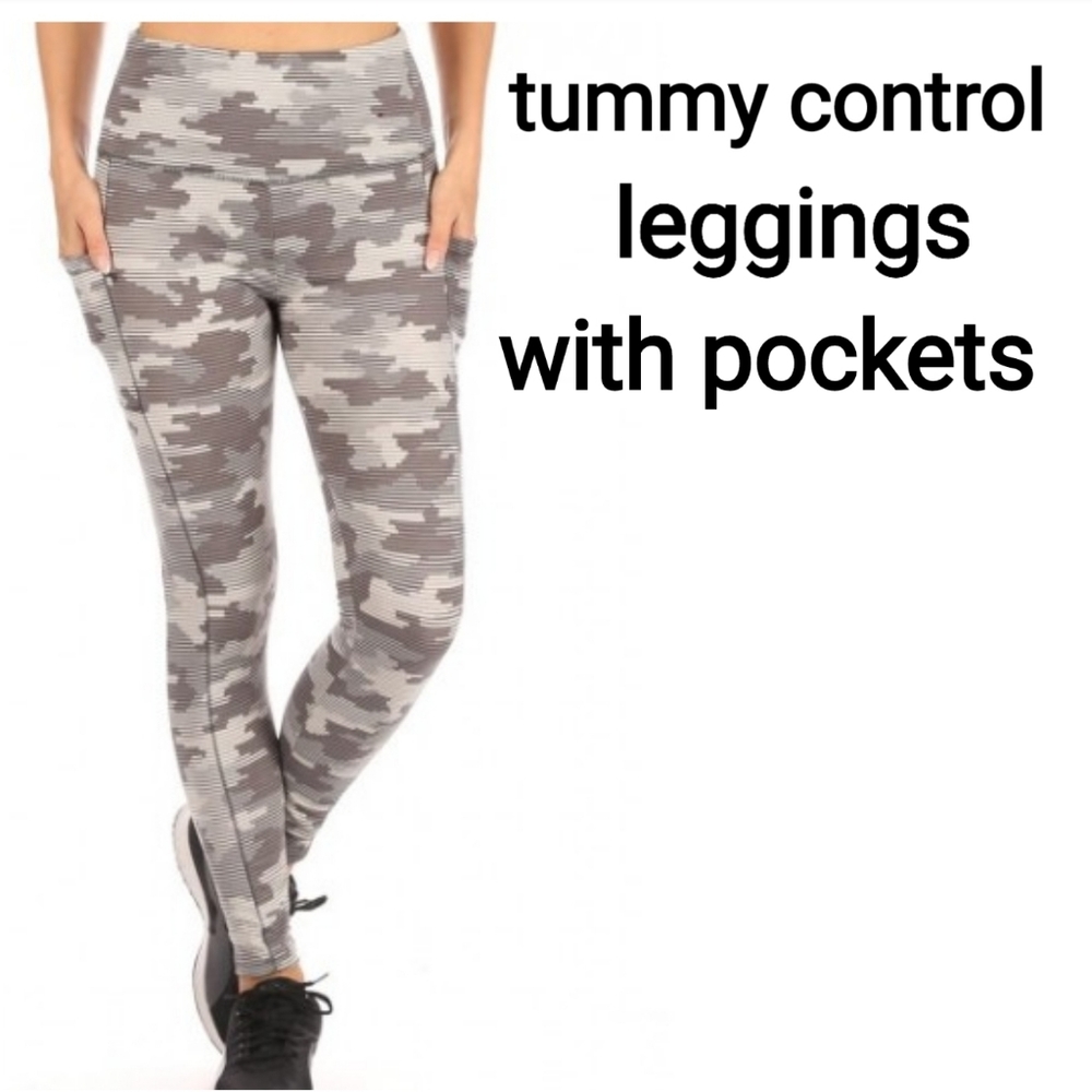 Womens High waist Tummy Control Sport Leggings With Pockets
